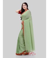 DESH BIDESH Women`s Handloom Pure Cotton Saree Abhiprithi Royal Design Without Blouse Piece(Green)